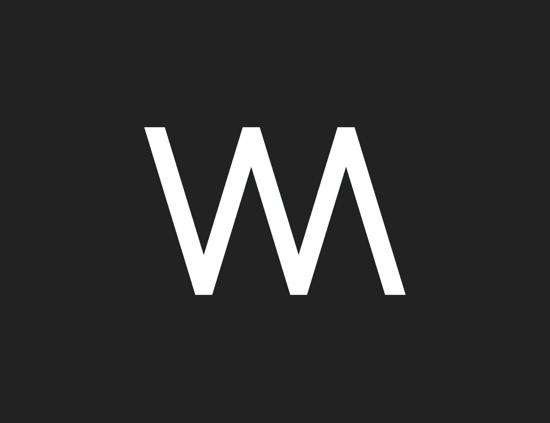 Logo for Wingman, white stylized W on black background