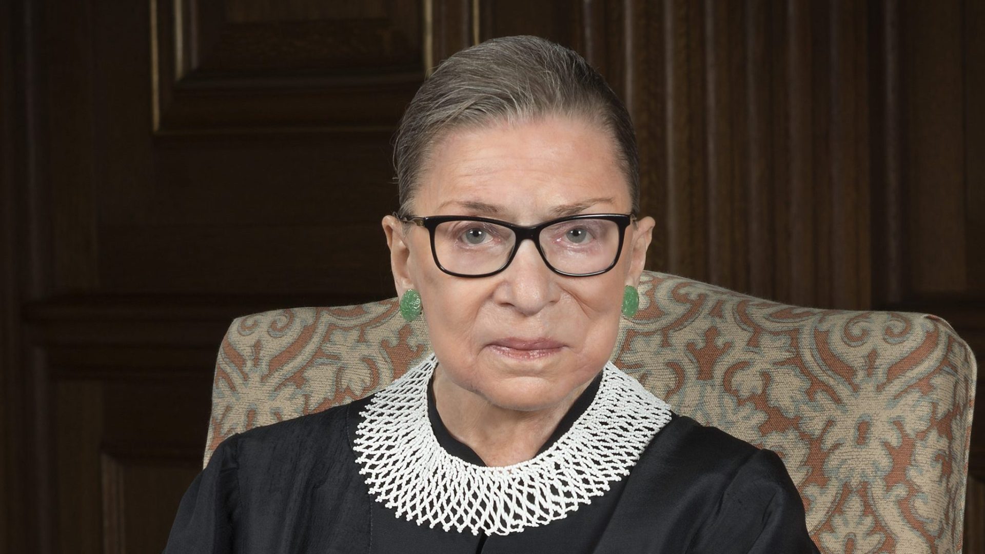 U.S. Supreme Court Justice Ruth Bader Ginsburg, seated in her robe, 2016 portrait