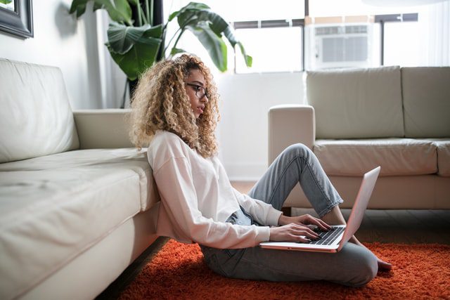 girl typing on computer | health resource