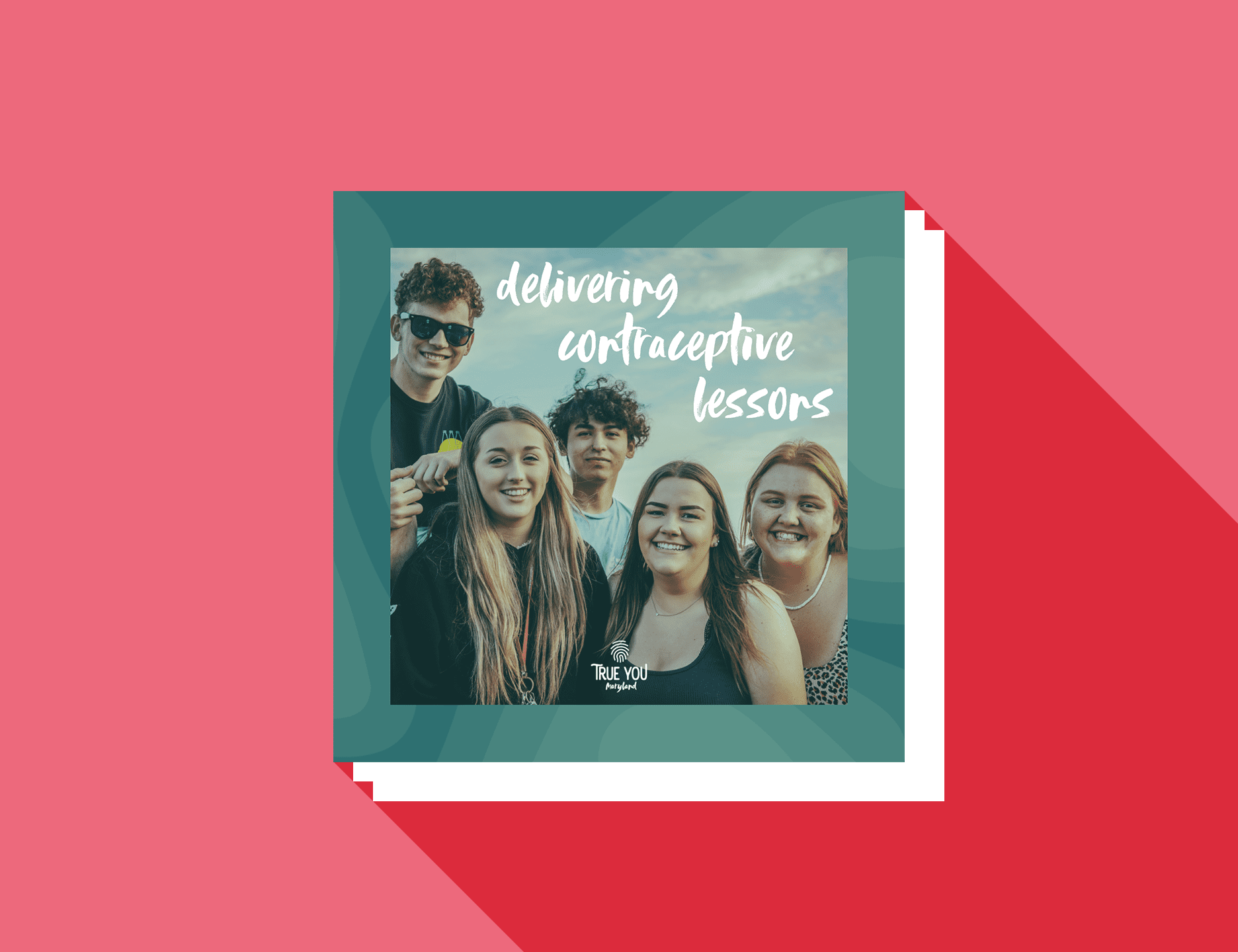 group of teens smiling into the camera at sunset